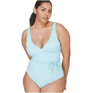Andie Swim Belmar One Piece Wrap Swimsuit Capri Blue Size Medium NWT